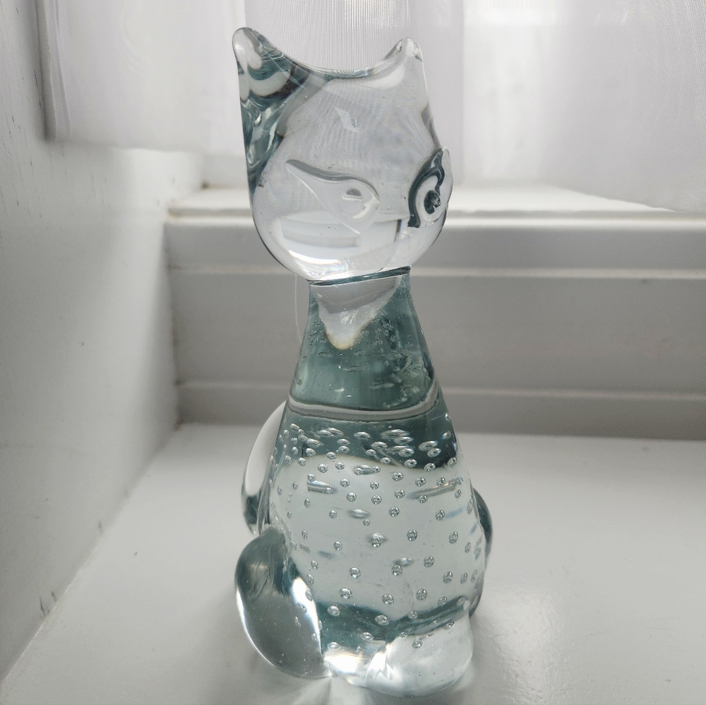 Vintage Hand-Blown Glass Cat Figurine